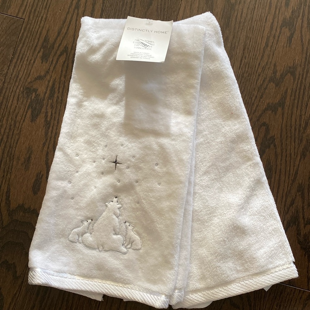 Set of 2 100% Turkish Cotton Hand Towels, Polar Bears Designs